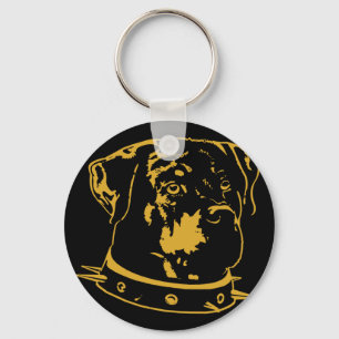 Gul Rottweiler illustration Nyckelring