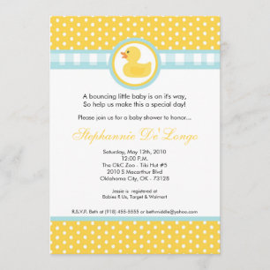 gul Rubber Ducky inbjudan för baby shower 5x7