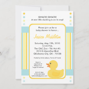 gul Rubber Ducky inbjudan för baby shower 5x7