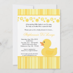 gul Rubber Ducky inbjudan för baby shower 5x7