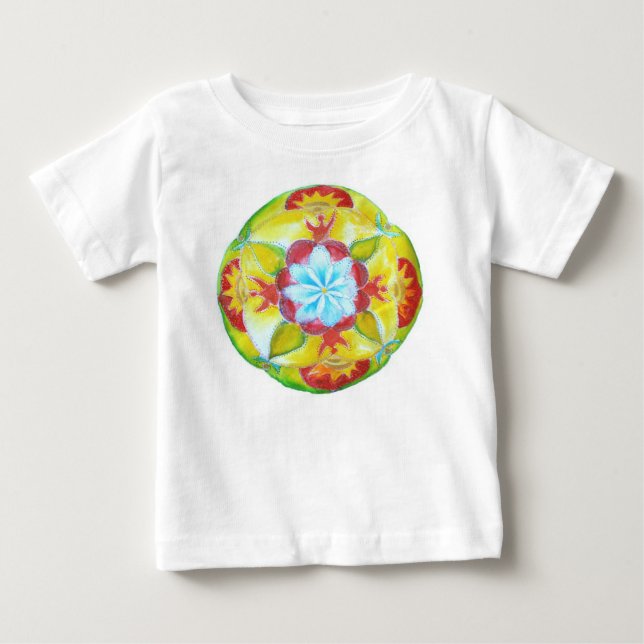 Gul Rund Mandala Ränning T Shirt (Framsida)