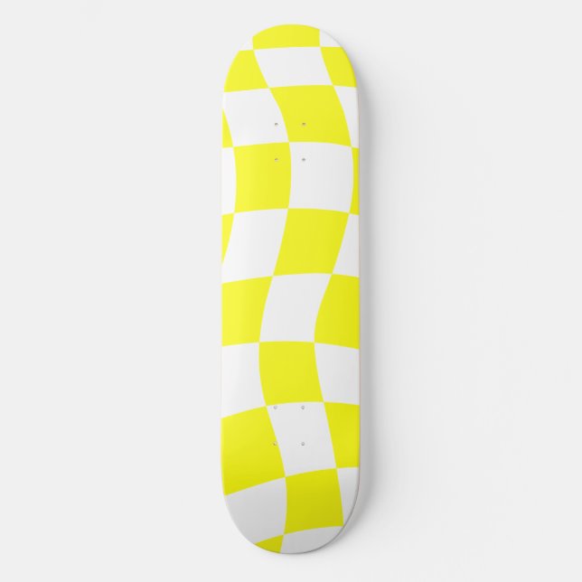 Gul Rutig Bakgrund Mini Skateboard Bräda 18,5 Cm (Framsida)