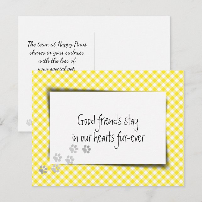 Gul Rutig Katt Förlust Från Veterinär Vykort (Fram/baksida)