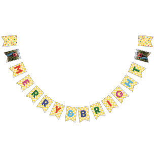 Gul Rutig Merry & Bright Bunting Banner Vimplar