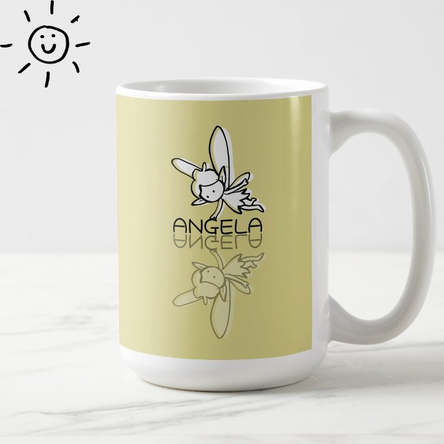 Gul Sagoväsen-reflektion Doodle Anpassat Namn  Kaffemugg (Skapare uppladdad)