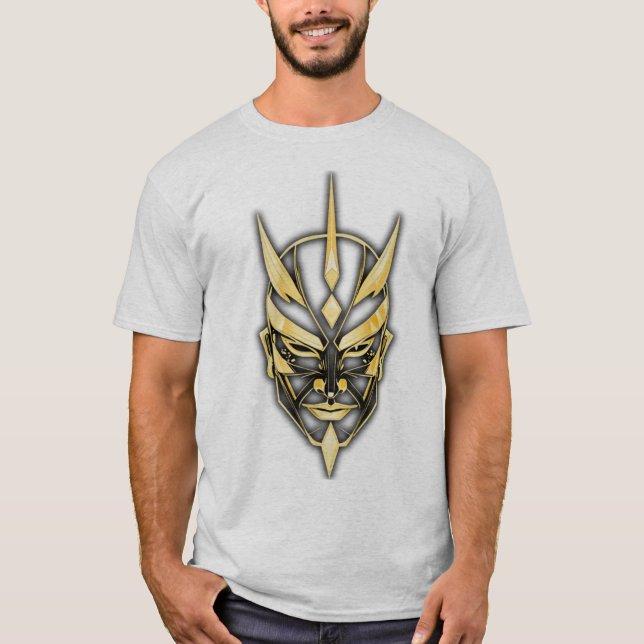 Gul Samurajmaska Grafisk T-Shirt (Framsida)