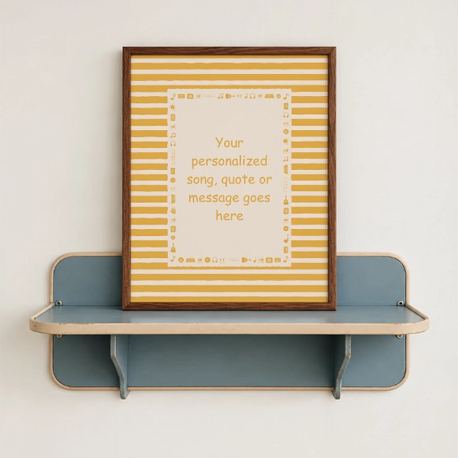 Gul sångtextaffisch - Anpassad present Poster (Yellow Song Lyric Poster - close-up view (frame/decor not included)
)