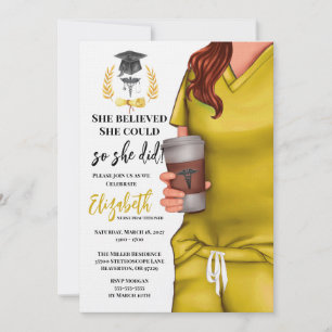 Gul Scrubs Medicinska Skolans Examen Invitation Inbjudningar