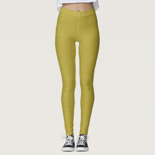 Gul senap vit prickmönster leggings