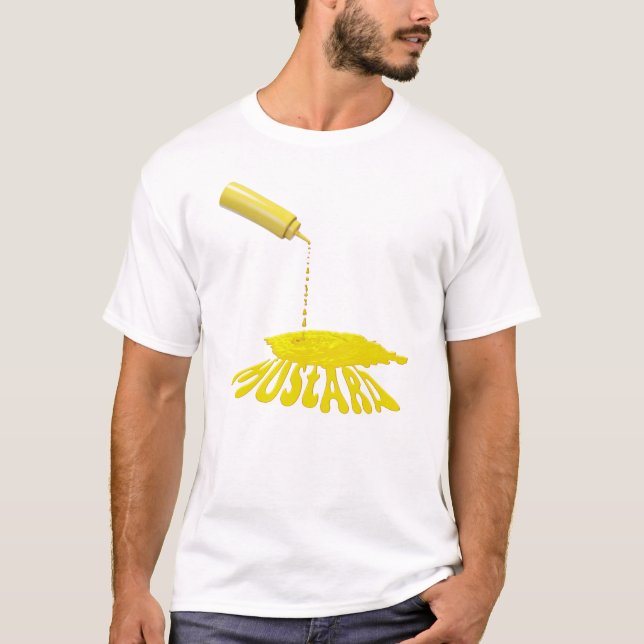Gul senapflaska som droppar t shirt (Framsida)