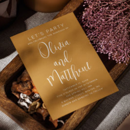 Gul senapstypografi skriptbröllop + QR Inbjudningar