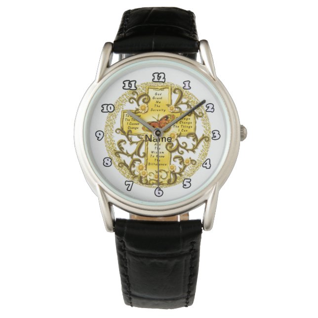 Gul Serenity Kors Armbandsur (Framsida)