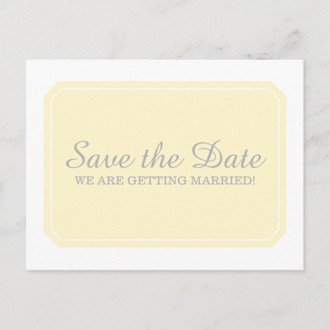 Gul Simply Elegant Save the Date-brevkort Meddelande Vykort (Framsida)