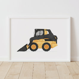 Gul Skid Steer Konstruktion Barnens Rum Dekoration Poster