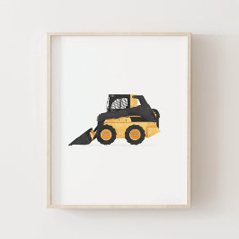 Gul Skid Steer Konstruktion Barnkammardekor Poster