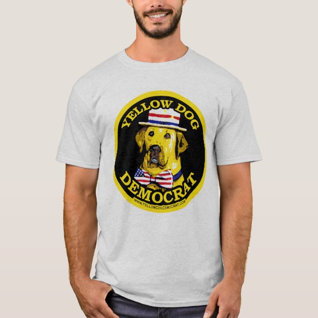 Gul skjorta för hunddemokratsvart t-shirt (Framsida)