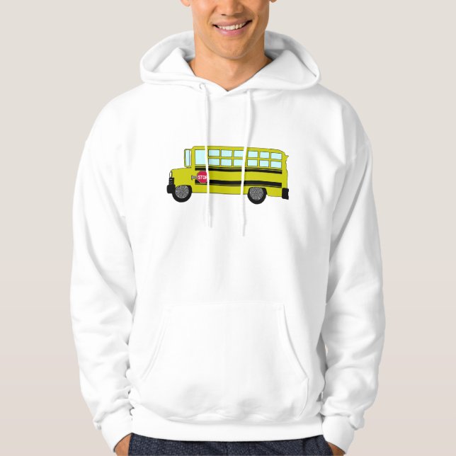 Gul skolbuss med stoppskylt hoodie (Framsida)