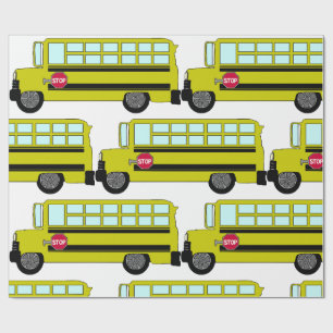 Gul skolbuss med stoppskylt presentpapper