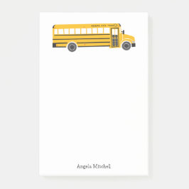 Gul skolbuss personlig brevpapper post-it block