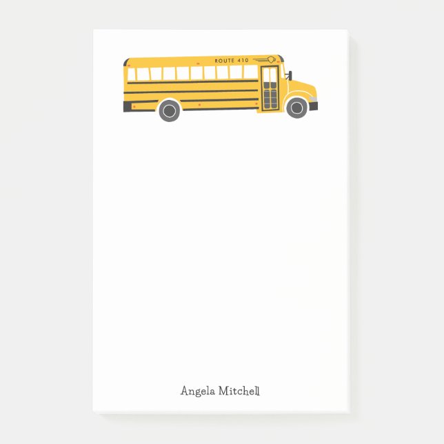 Gul skolbuss personlig brevpapper post-it block (Framsida)
