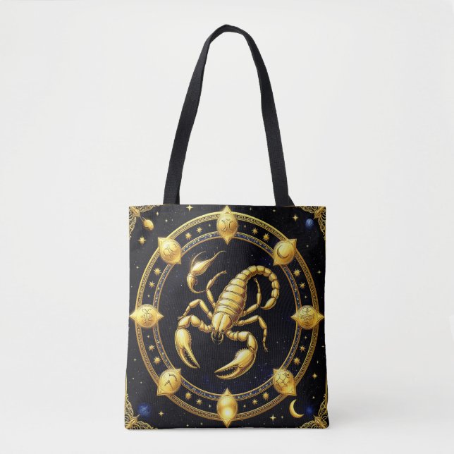 Gul Skorpion Zodiak Design med Ornamenten Tygkasse (Framsida)