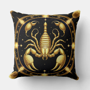 Gul Skorpion Zodiakdesign Kudde