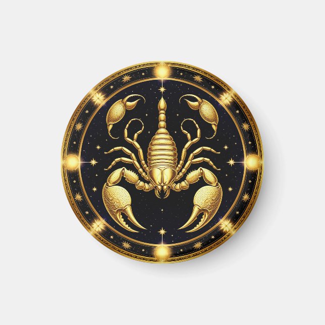Gul Skorpion Zodiakdesign Magnet (Framsidan)