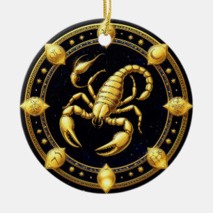 Gul Skorpion Zodiakdesign med Ornament