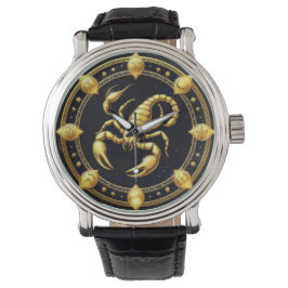 Gul Skorpion Zodiakdesign med Ornament Armbandsur