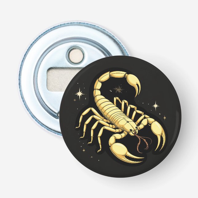 Gul Skorpion Zodiakdesign med Ornament Flasköppnare (Framsidan)
