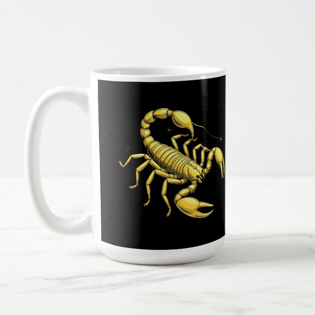 Gul Skorpion Zodiakdesign med Ornament Kaffemugg (Vänster)
