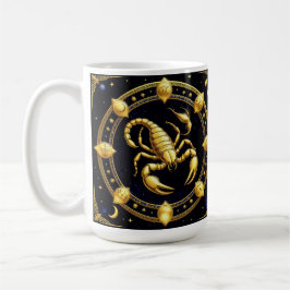 Gul Skorpion Zodiakdesign med Ornament Kaffemugg