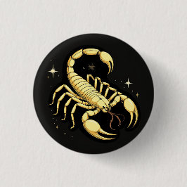 Gul Skorpion Zodiakdesign med Ornament Knapp