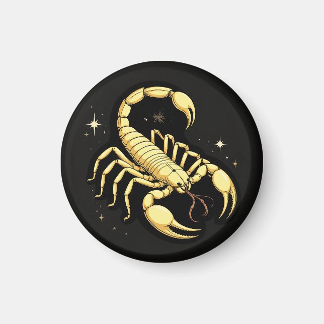 Gul Skorpion Zodiakdesign med Ornament Magnet (Framsidan)