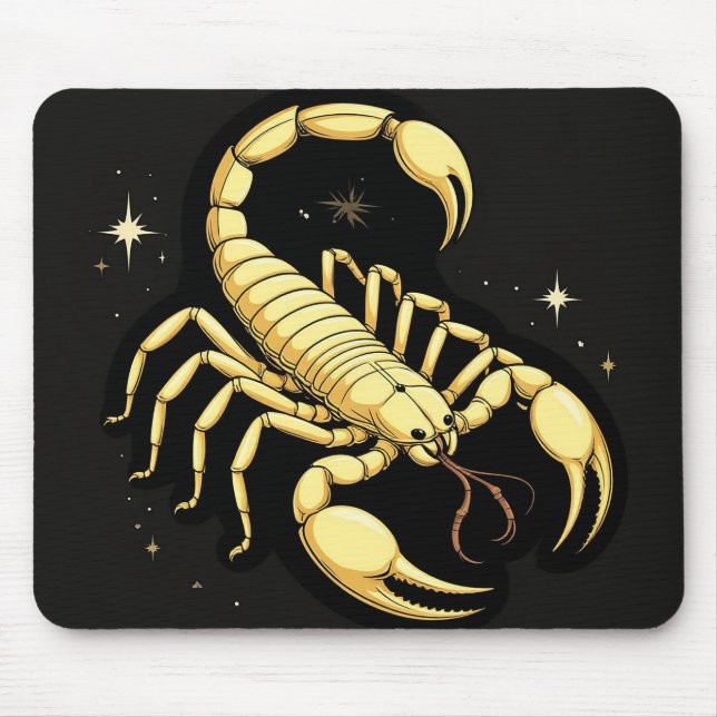 Gul Skorpion Zodiakdesign med Ornament Musmatta (Framsidan)
