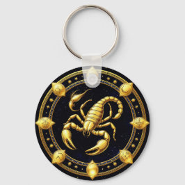 Gul Skorpion Zodiakdesign med Ornament Nyckelring