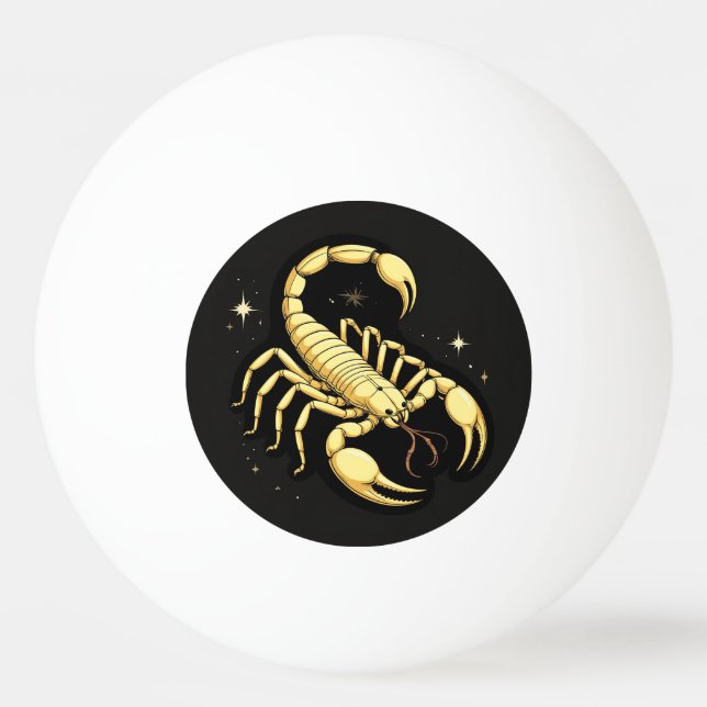 Gul Skorpion Zodiakdesign med Ornament Pingisboll (Framsidan)