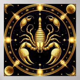 Gul Skorpion Zodiakdesign Poster