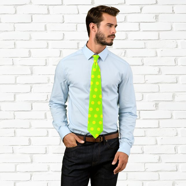 Gul Slipsklöver med prickar Slips (Lime Yellow Polka Dots Tie)