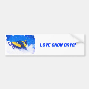 Gul Snowmobile i snöstorm Bildekal