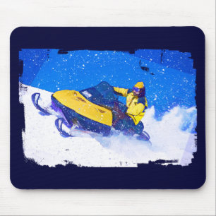 Gul Snowmobile i snöstorm Musmatta
