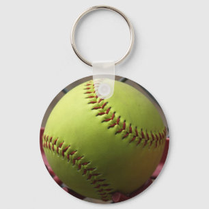 Gul softball nyckelring
