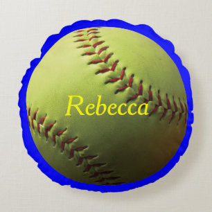 Gul softball rund kudde