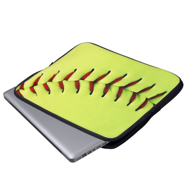 Gul softballboll laptop sleeve (Framre botten)