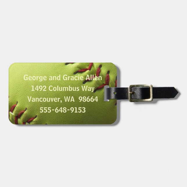 Gul softballsingel bagagebricka (Horisontell Framsida)