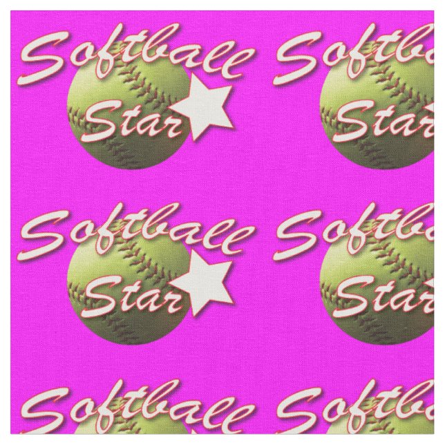 Gul softballstjärna på rosor tyg (Närbild)
