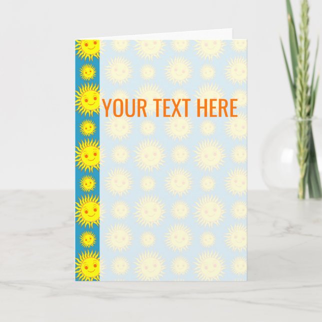 Gul sol ansikte mönster tillkännagivande meddelande (Framsida)