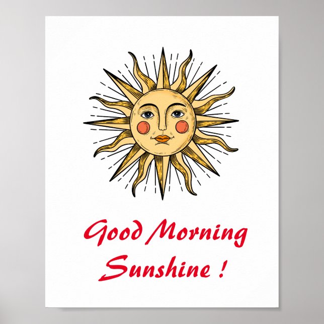 Gul sol med ansikte (God morgon solsken) Poster (Framsidan)