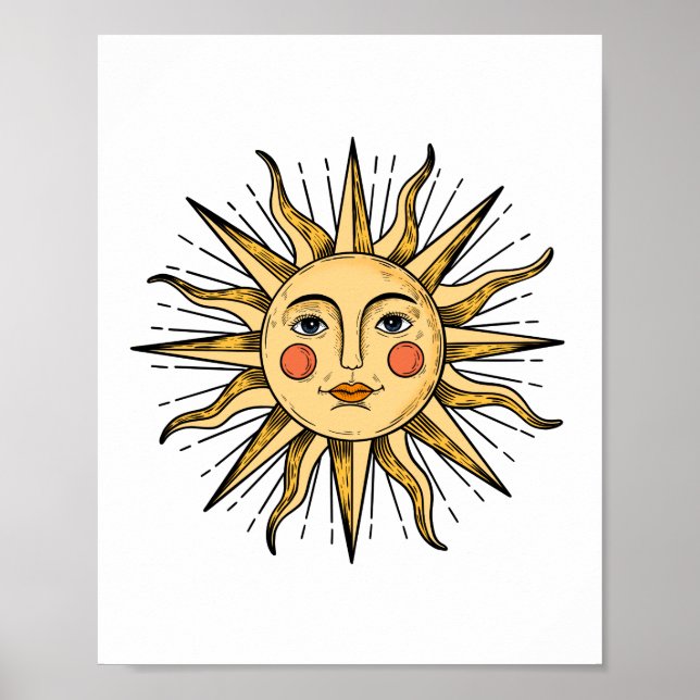 Gul sol med ansikte  poster (Framsidan)