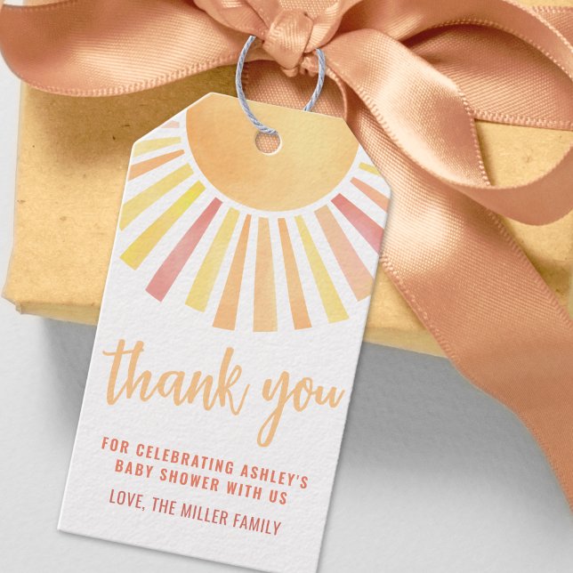 Gul Sol Tack Presentetikett (Yellow Sun Thank You Gift Tags )